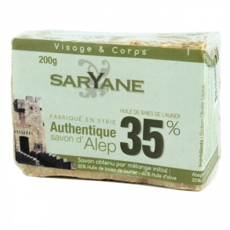 Syryjskie mydło z aleppo o zawartości 35% oleju laurowego i 65% oliwy z oliwek, Saryane, 200 g